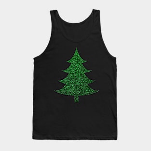 Minimalistic Green Faux Glitter Christmas Tree Tank Top